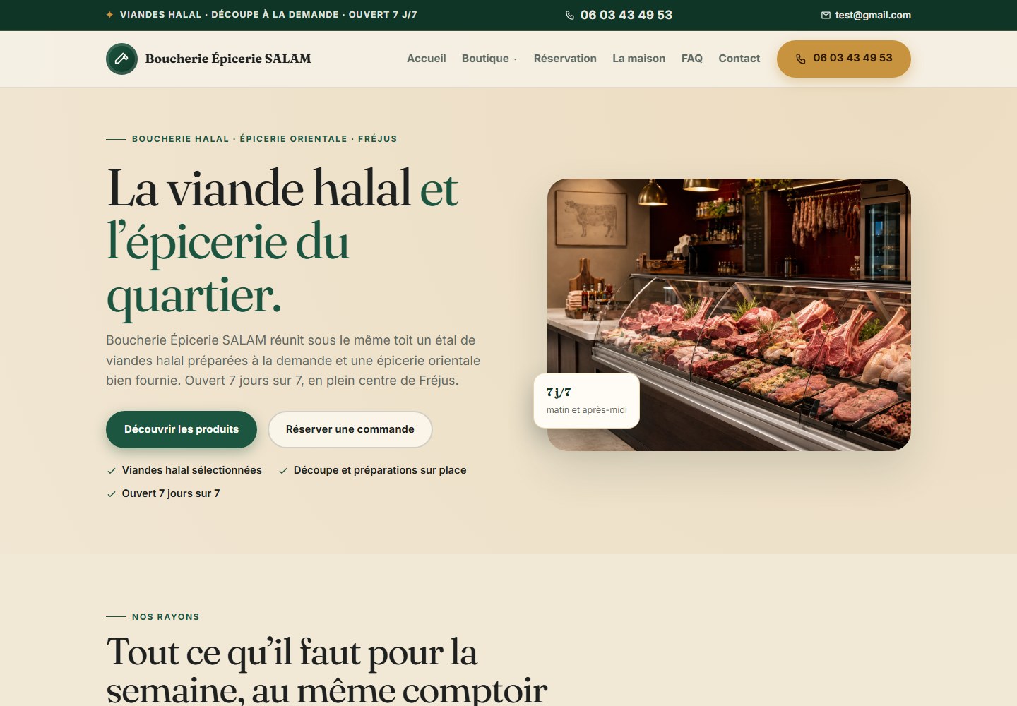 Aperçu du site — Boucherie Salam